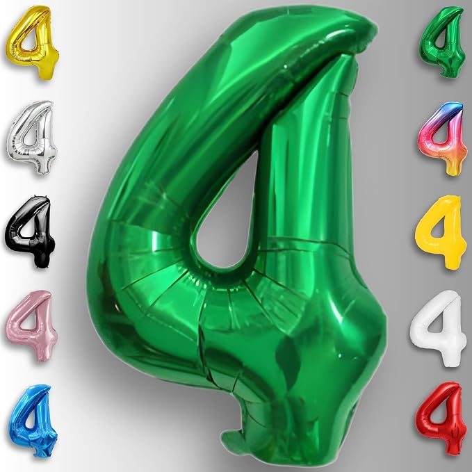Green Number Balloon 4 Mylar Foil Balloons 16 inch - Image 4