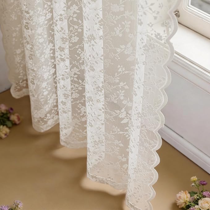 Anmao Vintage Lace Sheer Curtains 72 Inches Long - Image 9