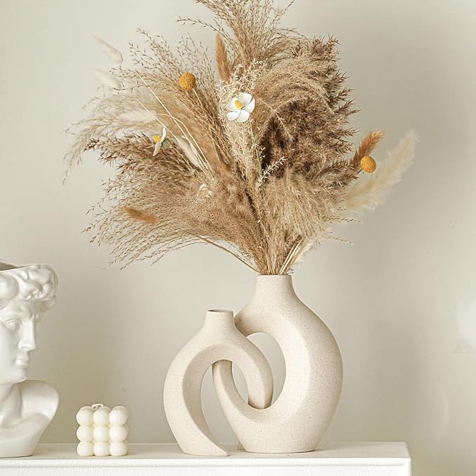Lvases Snuggle Hollow Ceramic Vase Set of 2, Boho Home Decor - Image 3
