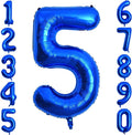 Navy Blue Number 5 Balloon 40 Inch, Shiny Metallic Digit Celebration Decor | by Unknown