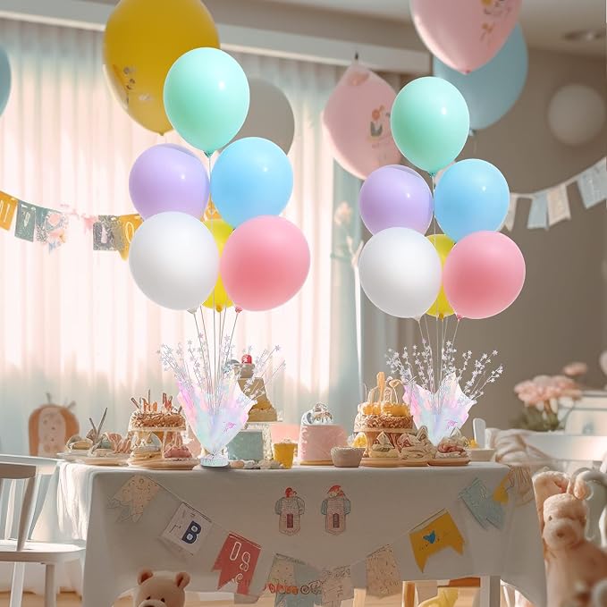 4 Set Pastel Birthday Decorations Rainbow Party Table Balloons Centerpiece - Image 5