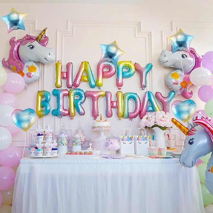 CANREVEL Happy Birthday Banner + 12Pcs Star & Heart Balloons, Gradient | 13pcs - Image 5