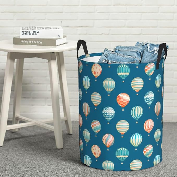 Cute Hot Air Balloons Round Laundry Hamper Storage Basket Toys Clothes - Image 7