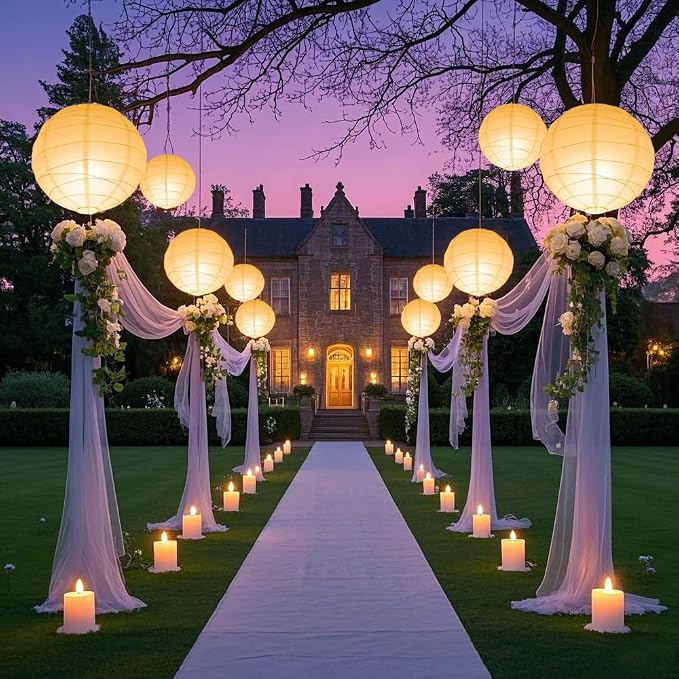 LIHAO 10 Inch White Paper Lanterns - Image 4