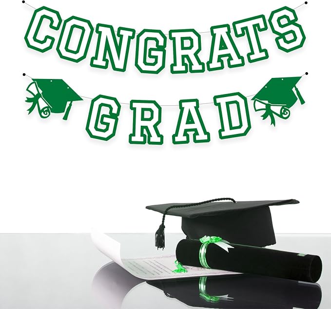 Congrats Grad Banner Graduation Party Banner Decoration Hanging Garland High - Image 3