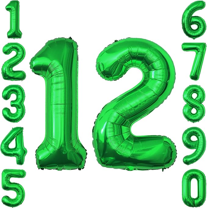 Green Number 12 Balloon 40 Inch, Glossy Foil Duo by Unknown