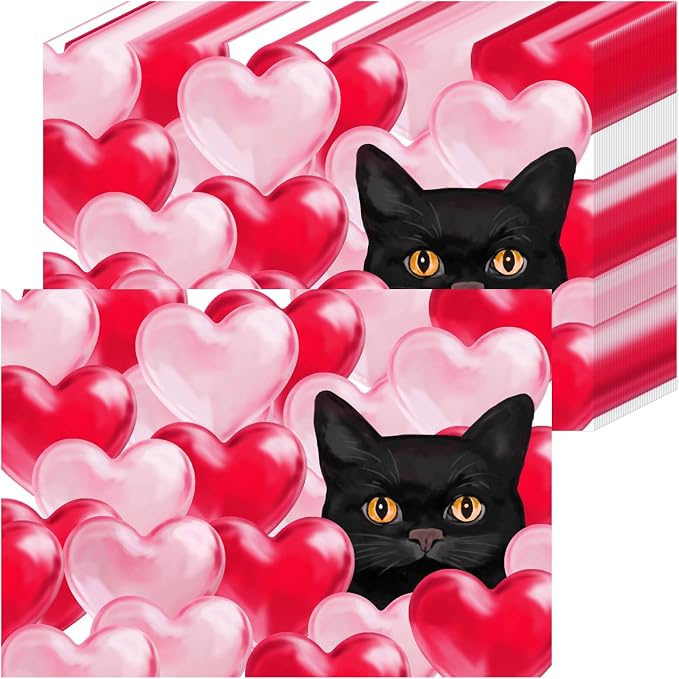 Cute Cat Themed Valentine's Day Paper Placemats, Holiday Party Table Decor by Unknown