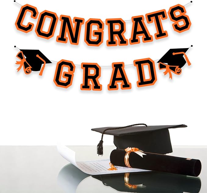 Congrats Grad Banner Graduation Party Banner Decoration Hanging Garland High - Image 3