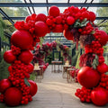 Red Balloon Arch Garland Kit Double Stuffed Ruby Red Balloons Different Sizes by DOUBLELAYERBALLOON