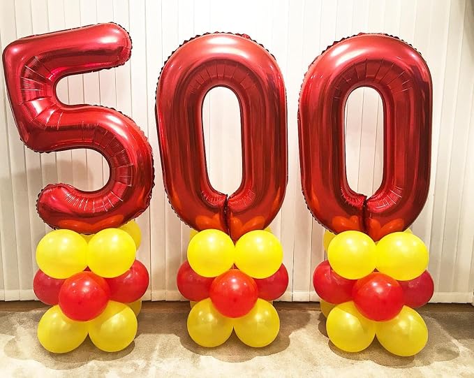 40 Inch Red Number 50 Balloons Giant 50 Balloons Red Birthday 50 Balloons 50 - Image 3