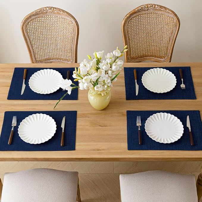 Placemats Set of 4, Bilayer Thickened Linen Place Mats Heat Resistant Machine - Image 5
