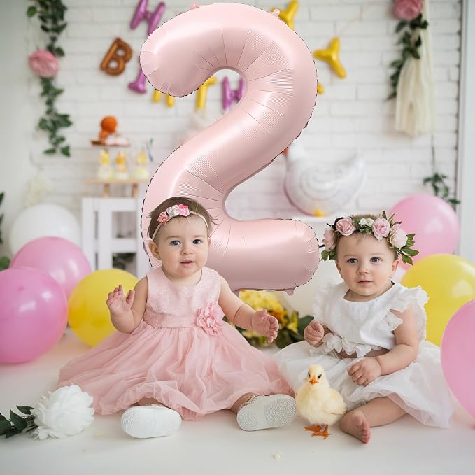 40 Inch 2 Balloon Number, Large Dusty Baby Pink Foil Number 2 Balloons Birthday - Image 3