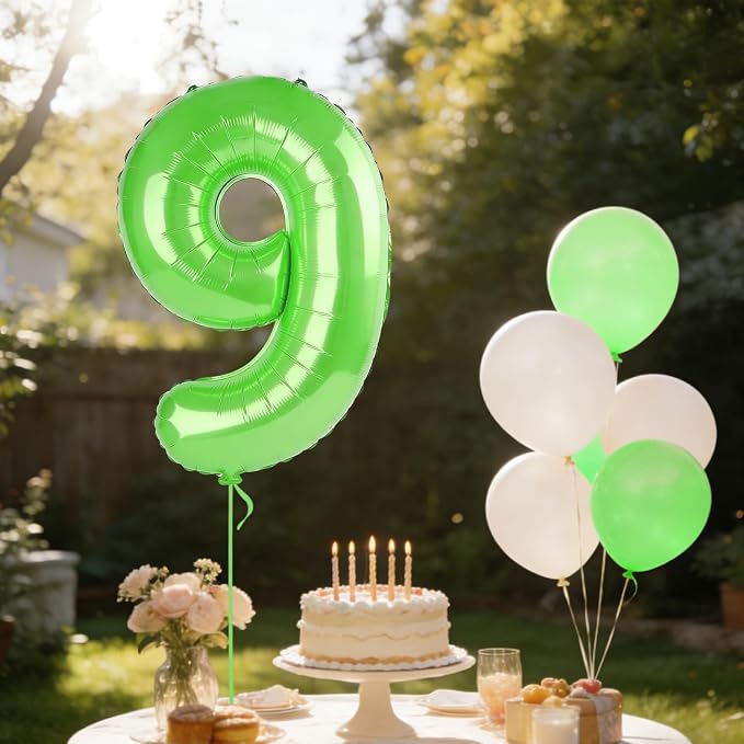 40 Inch Number 9 Balloons for 9th Birthday Party Decorations, 0-100 Fruit Green - Image 3