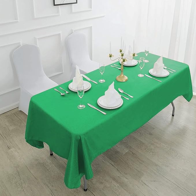 Rectangle Tablecloth 90x156 inch Washable Polyester Fabric Table Cloth for Wedding Party Dining Banquet Decoration（90x156, Emerald）