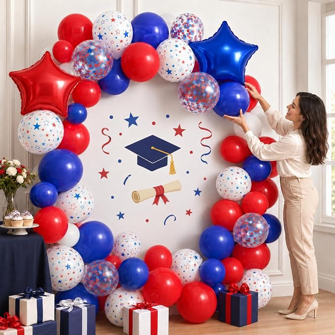 Red White Blue Balloons for Patriotic Decor | 12 Inch Red White Blue Confetti - Image 7