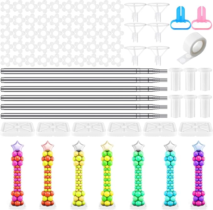 Sratte 6 Sets Balloon Column Stand Kit, 6.6 ft Adjustable Balloon Tower Pillar - Image 9