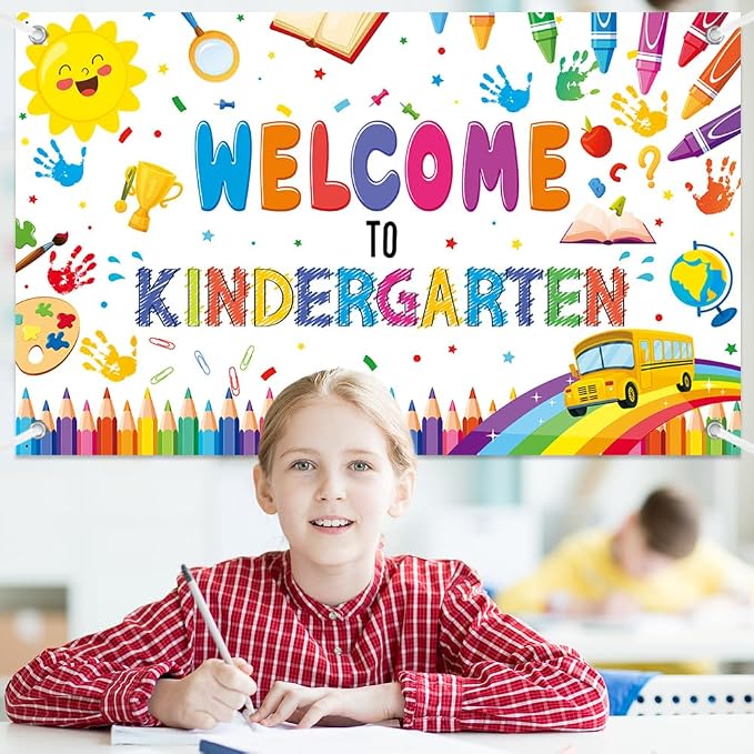 MEHOFOND Welcome to Kindergarten Banner Colorful Back to School Kids Classroom - Image 5