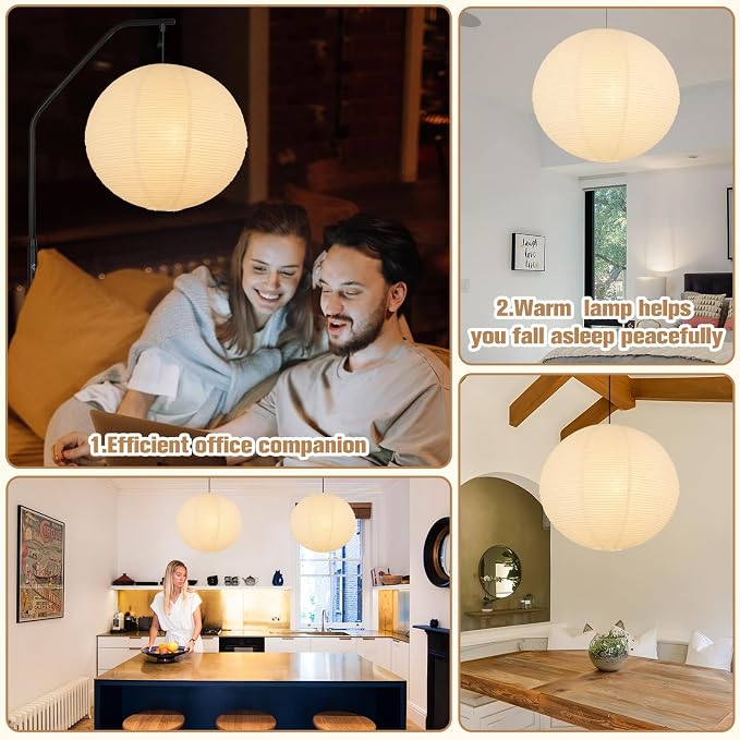 White Paper Lantern Lamp Shade, Home Decoration Ceiling Lampshade, Foldable - Image 3