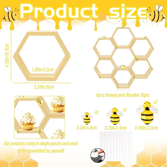 8 Pcs 4.13 Inch Honeycomb Cupcake Stand Cake Farmhouse Hexagon Display Holder - Image 3