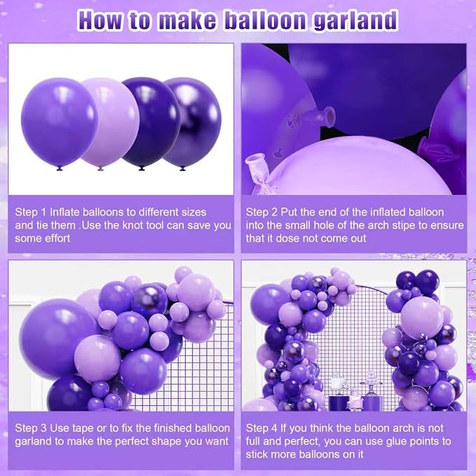 YMSZ Purple Balloon Garland Arch Kit, - Image 3