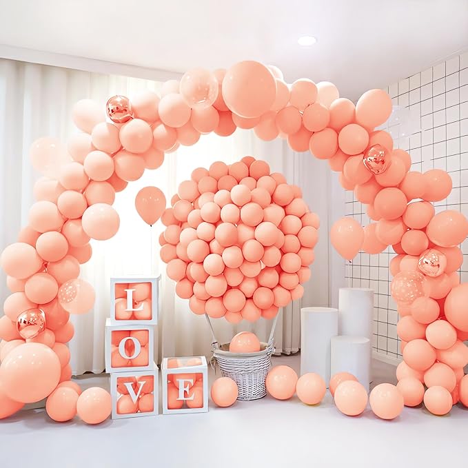 200 Pieces Pastel Orange Peach Balloons Garland Arch Kit Light Orange Balloons - Image 6
