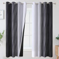 Ombre Greyish White Black Blackout Curtains & Drapes 63 Inch Length 2 Panels by ESTELARTEXTILER