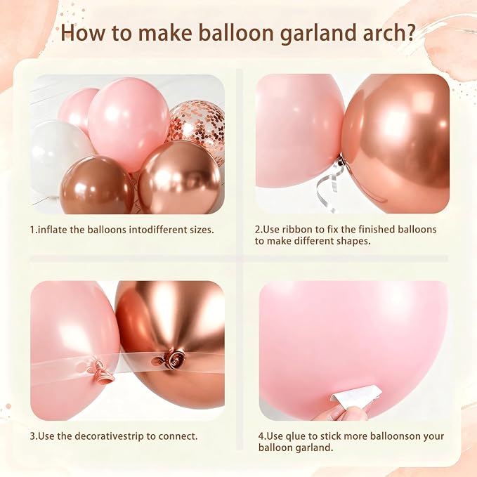 Pink and Brown Balloon Arch Kit, Party | Dusty Retro Blush Pink Brown White - Image 3