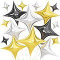 Gold Black Star Balloons, 26 Inch and 10 Inch Black Gold Stars Shaped Balloon by BIAPIAN