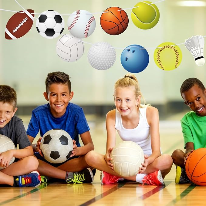Hooqict Sports Themed Party Decorations Happy Birthday Banner Baseball Football - Image 5