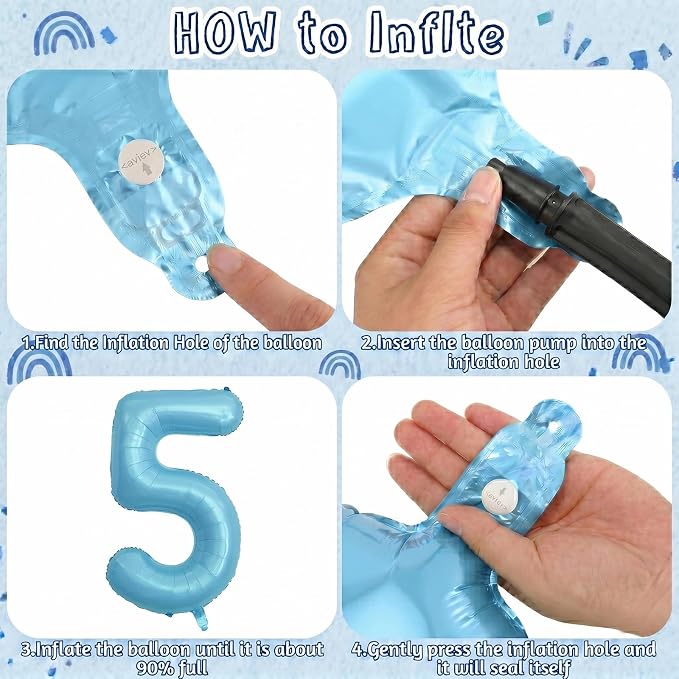Pearlescent Blue Number 5 Balloon 40 Inch, Shiny Foil - Image 5