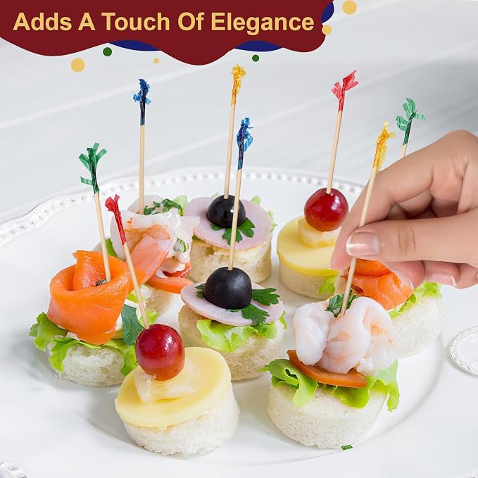 FATLODA Cocktail Picks, Colored Frill Fancy Toothpicks - Image 4