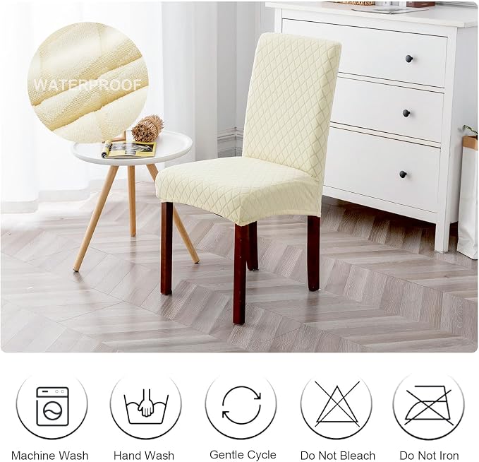 Waterproof Dining Chair Covers Set of 4 Parsons Chair Slipcovers | Double - Image 7