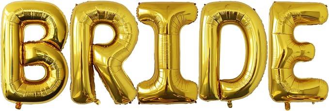 40 Inch Gold BRIDE Letter Foil Balloons, Giant Mylar Helium Balloons by VHUWE