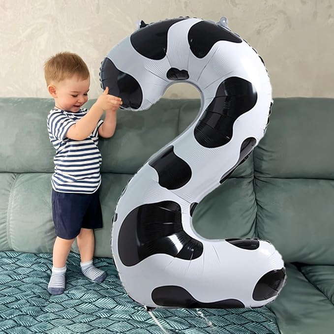 40 Inch Number 9 Balloons for Boys, Cow Print Giant 9th Birthday Party Number - Image 3