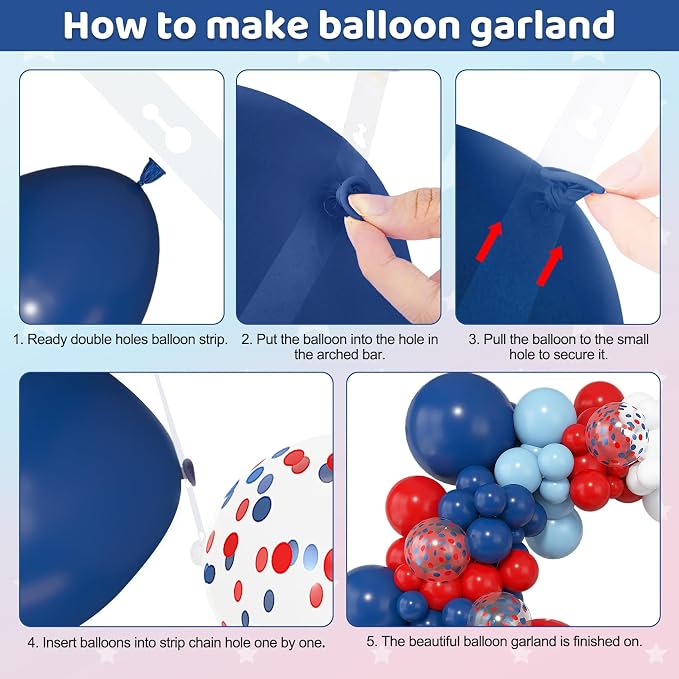 Amandir 153pcs Red White and Blue Balloons Arch Garland Kit, Different Sizes 18 - Image 3