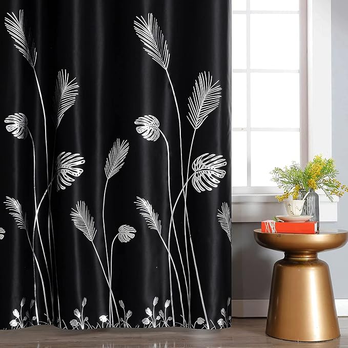 Elegant Natural Palm Tree Design Black Out Curtains Thermal Insulated Window - Image 2