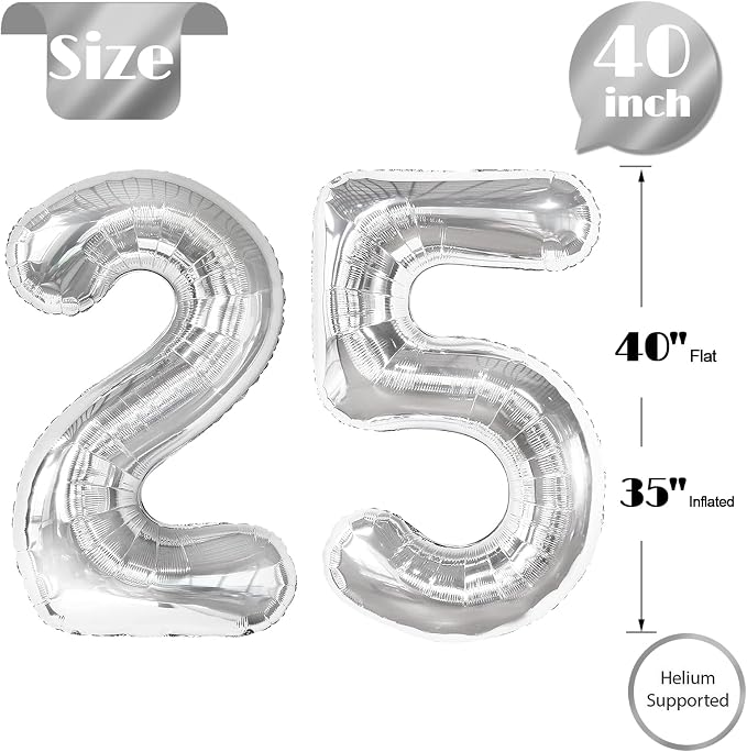 Silver Number 25 Balloon 40 Inch - Image 5