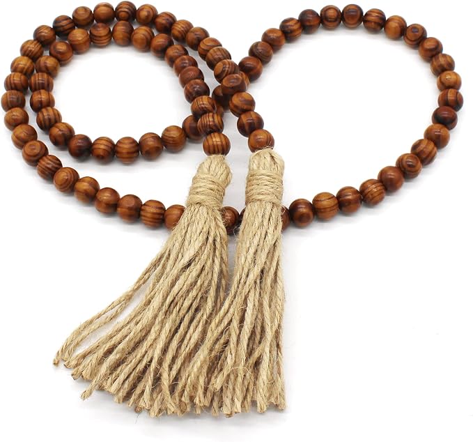 CVHOMEDECO. Wood Grain Beads Garland by CVHOMEDECO