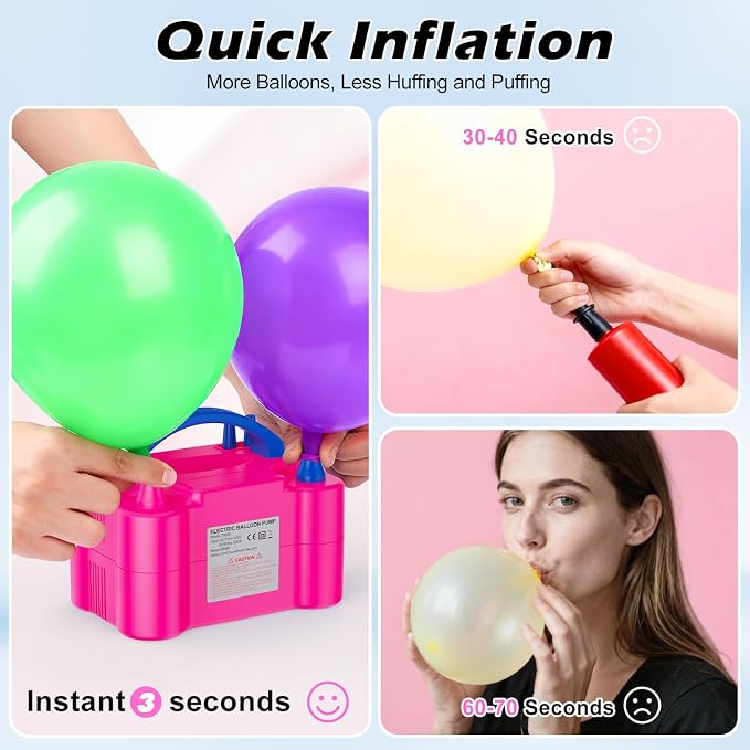 Electric Balloon Pump with Dual Nozzle & 2 Tying Tools | 110V 600W Portable - Image 5