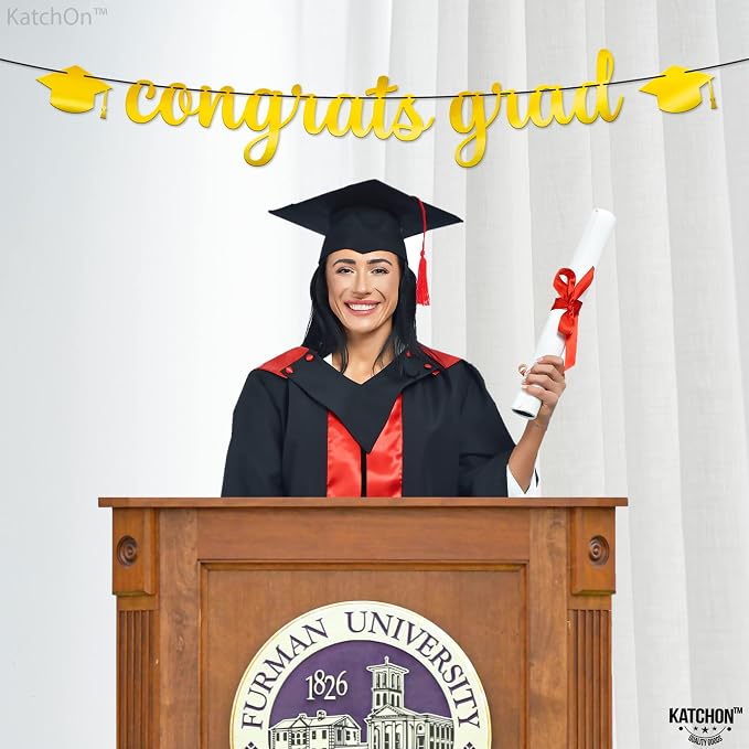 KatchOn Shiny Congrats Grad Banner 10 Feet, Graduation Banner - Image 3