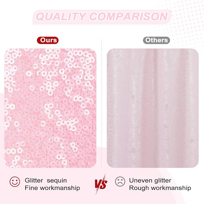 PartyDelight Pink Sequin Backdrop 20x10ft Sparkly Photo Curtain | 4 Inch Rod - Image 3