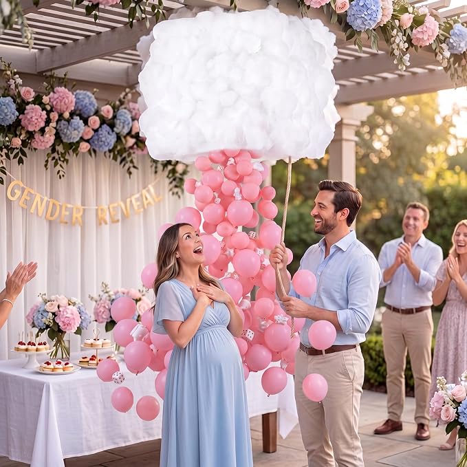 Cloud Gender Reveal Balloon Drop Box, Baby Shower Hanging Ornament | Twinkle - Image 4
