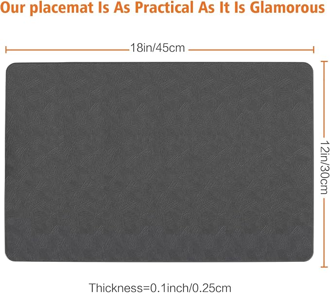 Vinyl Placemats Set of 6 Heat Resistant Easy Clean Non-Slip Place Mats - Image 3