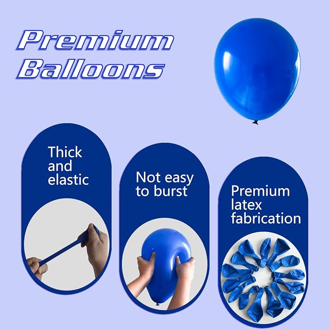 Royal Blue Balloons 145pcs Different Sizes 5in 10in 12in 18in Round Latex Blue - Image 3