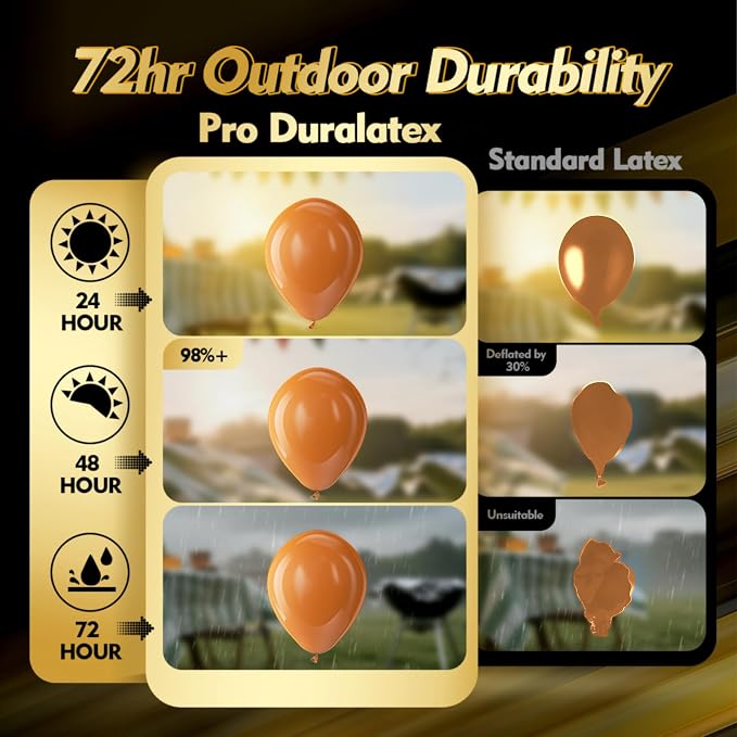Pro Duralatex Burnt Orange Extra-Thick Balloons 120 Pack 10 inch | Dusty Retro - Image 3