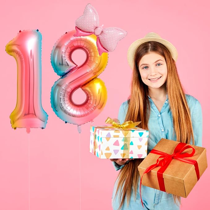 40-Inch Number 8 Gradient Giant Number Balloons And Mini Bow Balloons Foil - Image 4