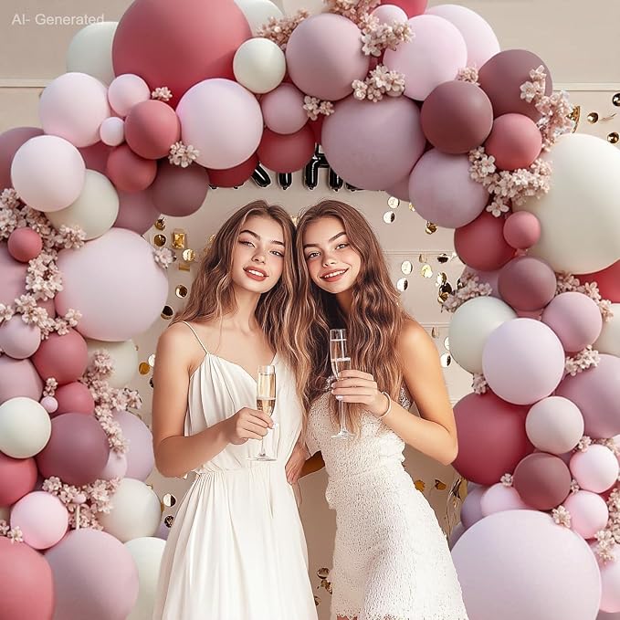 Dusty Rose Pink Balloon Arch Kit, Double Stuffed Pastel Pink Balloons - Image 6