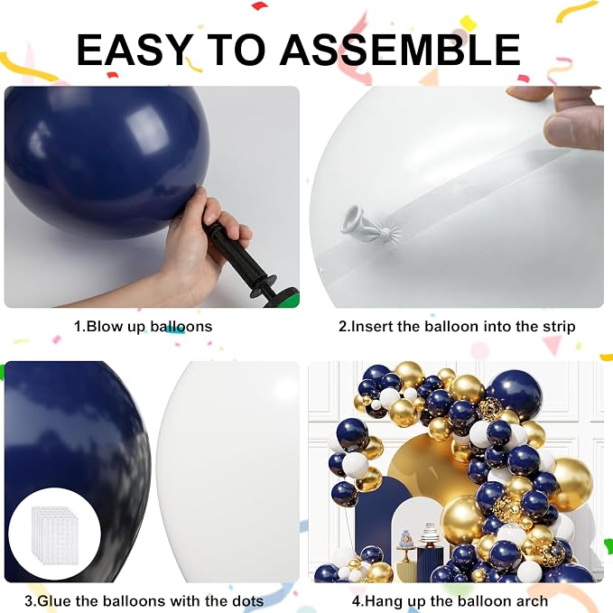 Blue and Gold Balloons Arch Kit, 18 12 10 5 inch, - Image 4