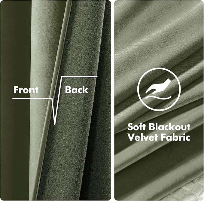 MIULEE Velvet Curtains Sage Green 52 x 108 Inch Length Set of 2 | Extra Long - Image 3