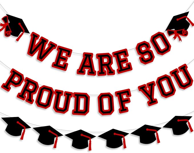 We Are So Proud Of You Banner Graduation Party Decorations Congrats Grad Cap by Unknown